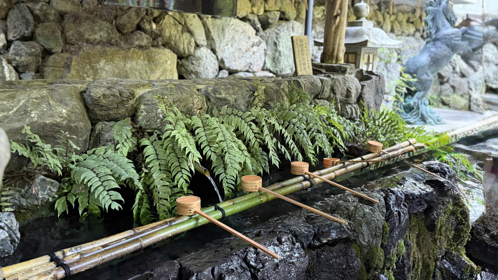 貴船神社本殿,木造社殿前掛滿繪馬與短冊,周圍是茂密山林